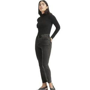 EVERLANE "THE HIGH-RISE CIGARETTE ANKLE" Stretch Jeans In "WASHED BLACK"